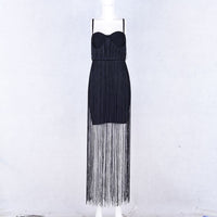 Seamyla 2018 New Fashion Fringe Dress Women Tassel Bodycon Bandage Dresses Sexy Summer Yellow Black Celebrity Party Long Dress - Hobbyvillage