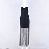 Seamyla 2018 New Fashion Fringe Dress Women Tassel Bodycon Bandage Dresses Sexy Summer Yellow Black Celebrity Party Long Dress - Hobbyvillage