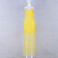 Seamyla 2018 New Fashion Fringe Dress Women Tassel Bodycon Bandage Dresses Sexy Summer Yellow Black Celebrity Party Long Dress - Hobbyvillage