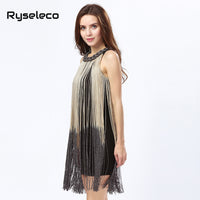 Lady Tank Ombre Draping Costume Metal Chain Neck Gradient Tassel Dresses Women Clothing 1920s Flapper Swing Fringe Mini Vestido - Hobbyvillage