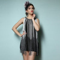 Lady Tank Ombre Draping Costume Metal Chain Neck Gradient Tassel Dresses Women Clothing 1920s Flapper Swing Fringe Mini Vestido - Hobbyvillage