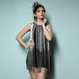 Lady Tank Ombre Draping Costume Metal Chain Neck Gradient Tassel Dresses Women Clothing 1920s Flapper Swing Fringe Mini Vestido - Hobbyvillage