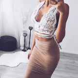 Women Cross Bandage Lace Crop Tops Sexy Spaghetti Strap Sheer Lace Bra Tops Boho Summer Unpadded See Through Camis Tank Tops - Hobbyvillage