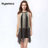 Lady Tank Ombre Draping Costume Metal Chain Neck Gradient Tassel Dresses Women Clothing 1920s Flapper Swing Fringe Mini Vestido - Hobbyvillage
