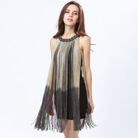 Lady Tank Ombre Draping Costume Metal Chain Neck Gradient Tassel Dresses Women Clothing 1920s Flapper Swing Fringe Mini Vestido - Hobbyvillage
