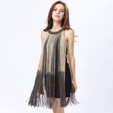 Lady Tank Ombre Draping Costume Metal Chain Neck Gradient Tassel Dresses Women Clothing 1920s Flapper Swing Fringe Mini Vestido - Hobbyvillage