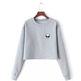 ET Aliens Printing Hoodies Sweatshirts harajuku Crew neck Sweats Women Clothing Feminina Loose Short Fleece Jumper Sweats Warm - Hobbyvillage