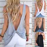 2017 New Arrival Summer Women Sexy Sleeveless Backless Shirt Knotted Tank Top Blouse Vest Tops Tshirt - Hobbyvillage