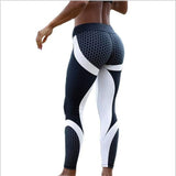 Hayoha Mesh Pattern Print Leggings fitness Leggings For Women Sporting Workout Leggins Elastic Slim Black White Pants - Hobbyvillage