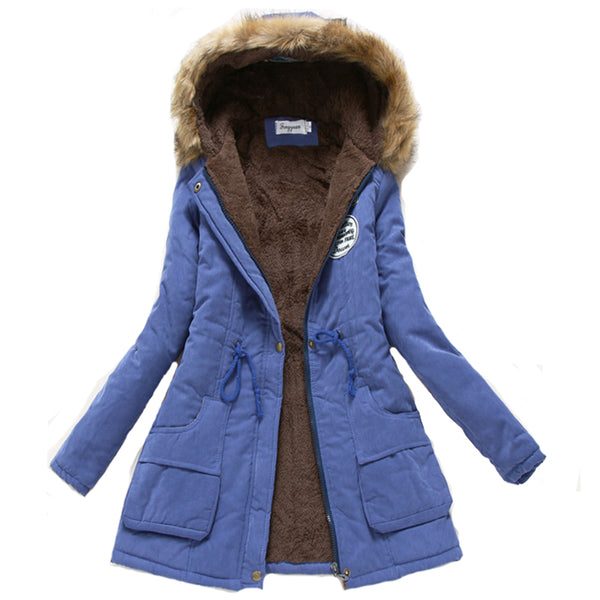 2018 women winter thicken warm coat female autumn hooded cotton fur plus size basic jacket outerwear slim long ladies chaqueta - Hobbyvillage