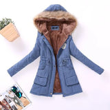 2018 women winter thicken warm coat female autumn hooded cotton fur plus size basic jacket outerwear slim long ladies chaqueta - Hobbyvillage