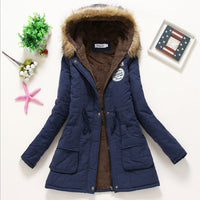 2018 women winter thicken warm coat female autumn hooded cotton fur plus size basic jacket outerwear slim long ladies chaqueta - Hobbyvillage