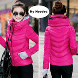 2018 Winter Jacket women Plus Size Womens Parkas Thicken Outerwear solid hooded Coats Short Female Slim Cotton padded basic tops - Hobbyvillage