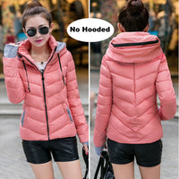 2018 Winter Jacket women Plus Size Womens Parkas Thicken Outerwear solid hooded Coats Short Female Slim Cotton padded basic tops - Hobbyvillage