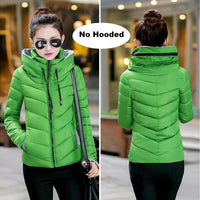 2018 Winter Jacket women Plus Size Womens Parkas Thicken Outerwear solid hooded Coats Short Female Slim Cotton padded basic tops - Hobbyvillage