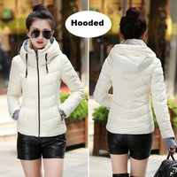 2018 Winter Jacket women Plus Size Womens Parkas Thicken Outerwear solid hooded Coats Short Female Slim Cotton padded basic tops - Hobbyvillage