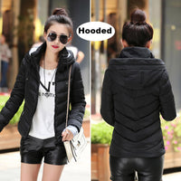 2018 Winter Jacket women Plus Size Womens Parkas Thicken Outerwear solid hooded Coats Short Female Slim Cotton padded basic tops - Hobbyvillage