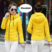 2018 Winter Jacket women Plus Size Womens Parkas Thicken Outerwear solid hooded Coats Short Female Slim Cotton padded basic tops - Hobbyvillage