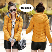 2018 Winter Jacket women Plus Size Womens Parkas Thicken Outerwear solid hooded Coats Short Female Slim Cotton padded basic tops - Hobbyvillage