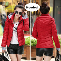 2018 Winter Jacket women Plus Size Womens Parkas Thicken Outerwear solid hooded Coats Short Female Slim Cotton padded basic tops - Hobbyvillage