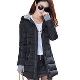 2018 women winter hooded warm coat slim plus size candy color cotton padded basic jacket female medium-long  jaqueta feminina - Hobbyvillage