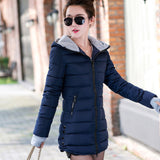 2018 women winter hooded warm coat slim plus size candy color cotton padded basic jacket female medium-long  jaqueta feminina - Hobbyvillage