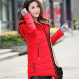 2018 women winter hooded warm coat slim plus size candy color cotton padded basic jacket female medium-long  jaqueta feminina - Hobbyvillage
