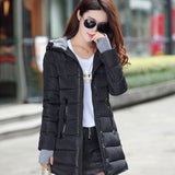 2018 women winter hooded warm coat slim plus size candy color cotton padded basic jacket female medium-long  jaqueta feminina - Hobbyvillage