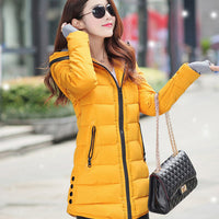 2018 women winter hooded warm coat slim plus size candy color cotton padded basic jacket female medium-long  jaqueta feminina - Hobbyvillage