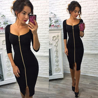 Autumn Dress 2017 New Fashion Women Casual Knitting Bodycon Sexy Club Dress Knee-Length Party Wear Dresses - Hobbyvillage