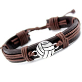 Volleyball Football Soccer Softball Lacrosse Hockey Basketball Calisthenics Charm Leather Bracelets Women Men Unisex Jewelry - Hobbyvillage