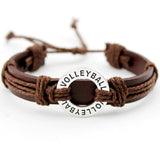 Volleyball Football Soccer Softball Lacrosse Hockey Basketball Calisthenics Charm Leather Bracelets Women Men Unisex Jewelry - Hobbyvillage