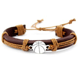 Volleyball Football Soccer Softball Lacrosse Hockey Basketball Calisthenics Charm Leather Bracelets Women Men Unisex Jewelry - Hobbyvillage