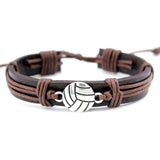 Volleyball Football Soccer Softball Lacrosse Hockey Basketball Calisthenics Charm Leather Bracelets Women Men Unisex Jewelry - Hobbyvillage