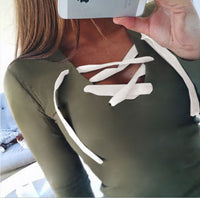 2018 Sexy Casual Kawaii Hoodies Sweatshirts Women Fashion Long Sleeve V-neck Bandage Hoodies Shirts Casual Sexy Women Tops GV371 - Hobbyvillage
