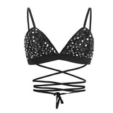 Joyfunear Halter Handmade Shiny Rhinestones Crop Top Backless Summer Beach Chic Party Bralette Cropped Sexy Women Tank Top - Hobbyvillage