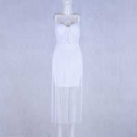 Seamyla 2018 New Fashion Fringe Dress Women Tassel Bodycon Bandage Dresses Sexy Summer Yellow Black Celebrity Party Long Dress - Hobbyvillage