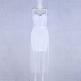 Seamyla 2018 New Fashion Fringe Dress Women Tassel Bodycon Bandage Dresses Sexy Summer Yellow Black Celebrity Party Long Dress - Hobbyvillage